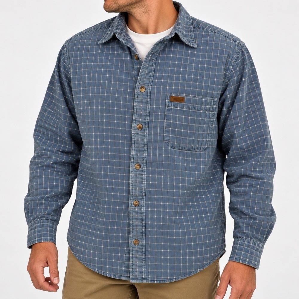 VTG Pendleton Corduroy Shirt Men's XL Blue Plaid Button Up Outdoors Grunge